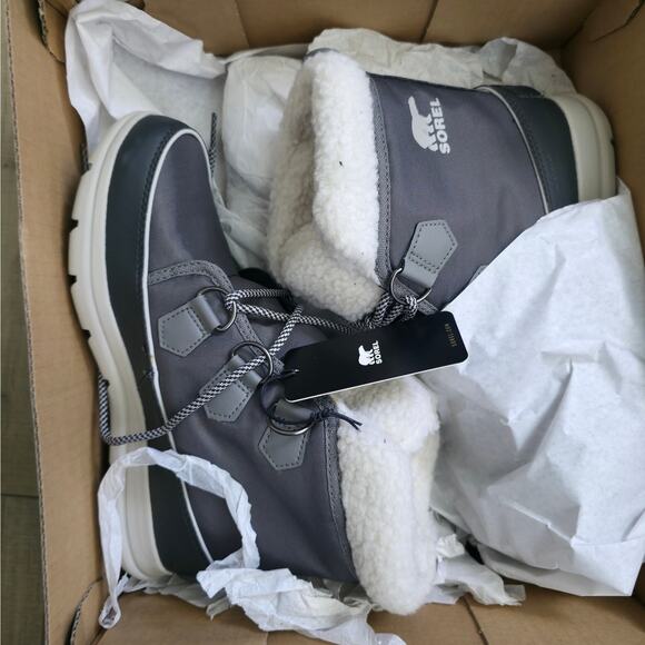 Sorel Explorer Carnival Gray/White Waterproof Boots Women Sz 9.5 NL3040 NIB - Picture 3 of 10